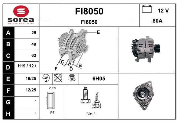 SNRA FI8050 Alternator FI8050