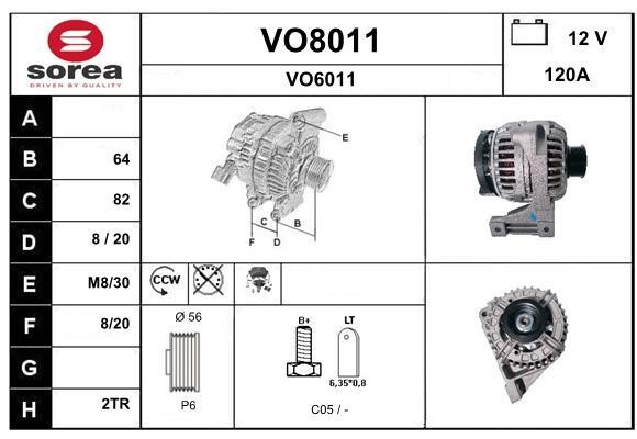 SNRA VO8011 Alternator VO8011