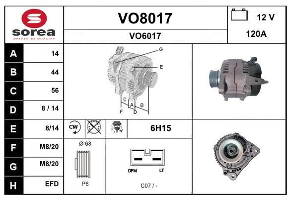 SNRA VO8017 Alternator VO8017