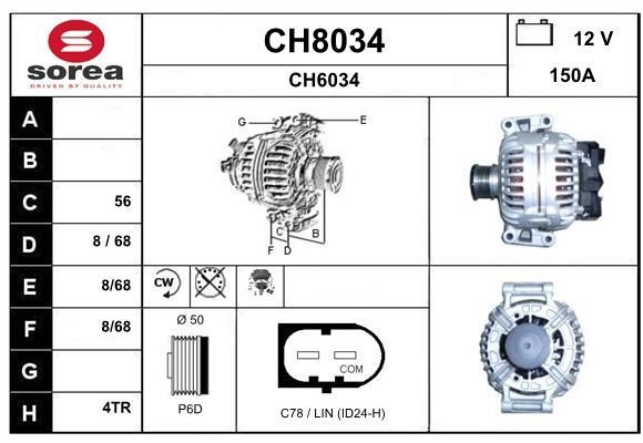 SNRA CH8034 Alternator CH8034