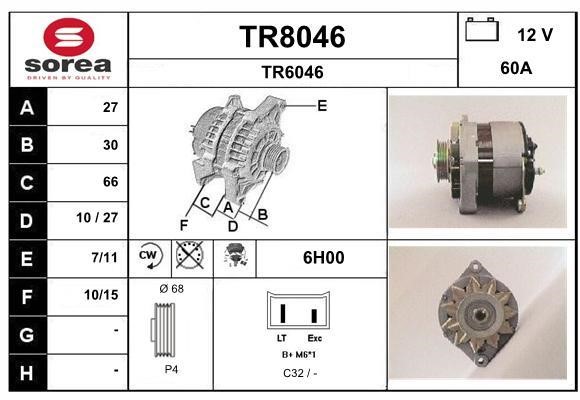 SNRA TR8046 Alternator TR8046