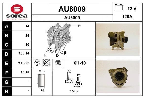 SNRA AU8009 Alternator AU8009