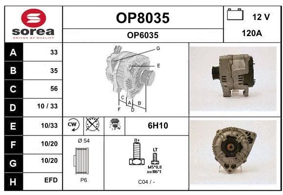 SNRA OP8035 Alternator OP8035