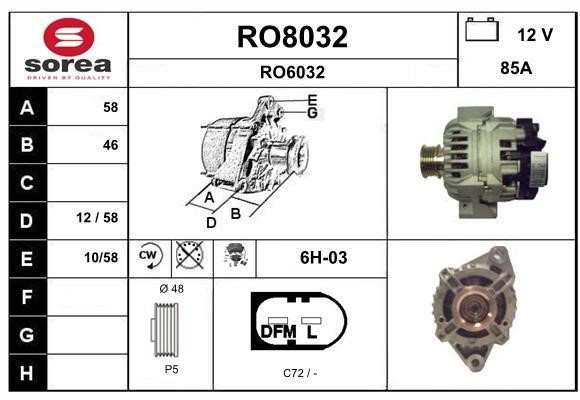 SNRA RO8032 Alternator RO8032