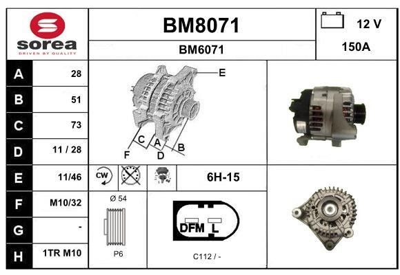SNRA BM8071 Alternator BM8071