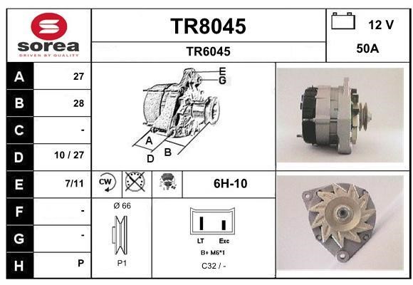 SNRA TR8045 Alternator TR8045