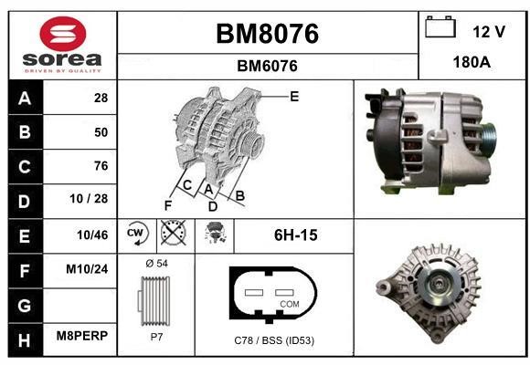 SNRA BM8076 Alternator BM8076
