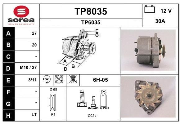 SNRA TP8035 Alternator TP8035