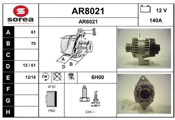 SNRA AR8021 Alternator AR8021