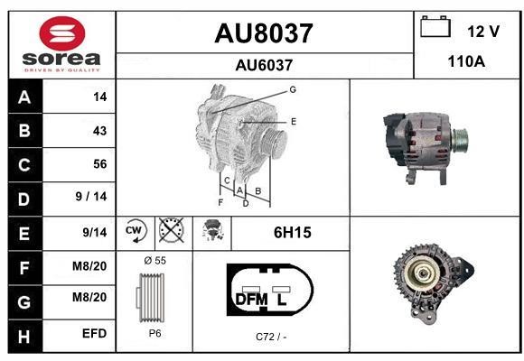 SNRA AU8037 Alternator AU8037