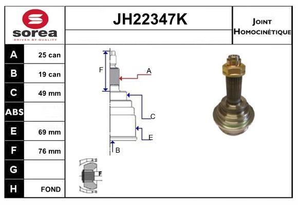 SNRA JH22347K CV joint JH22347K