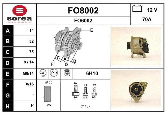 SNRA FO8002 Alternator FO8002