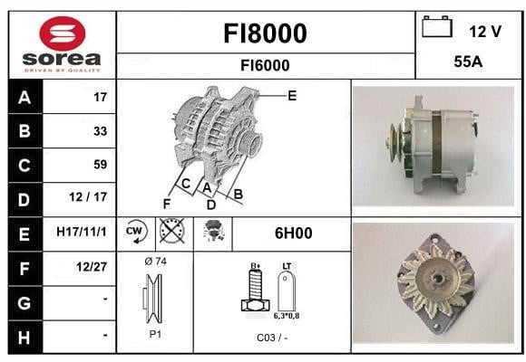 SNRA FI8000 Alternator FI8000