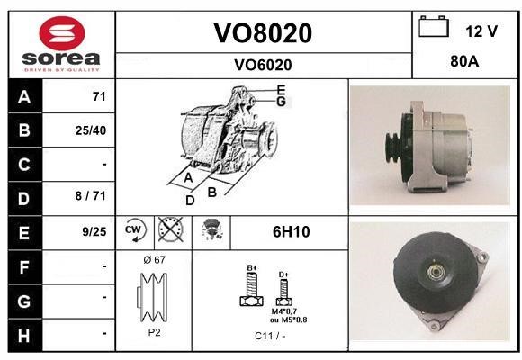 SNRA VO8020 Alternator VO8020