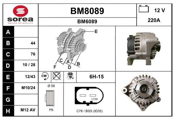 SNRA BM8089 Alternator BM8089