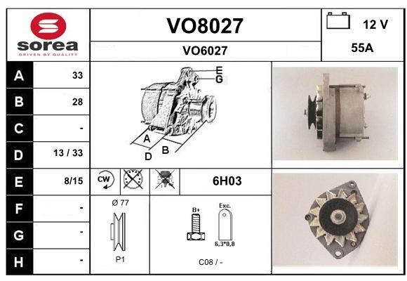 SNRA VO8027 Alternator VO8027