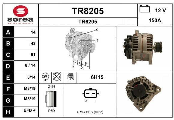 SNRA TR8205 Alternator TR8205