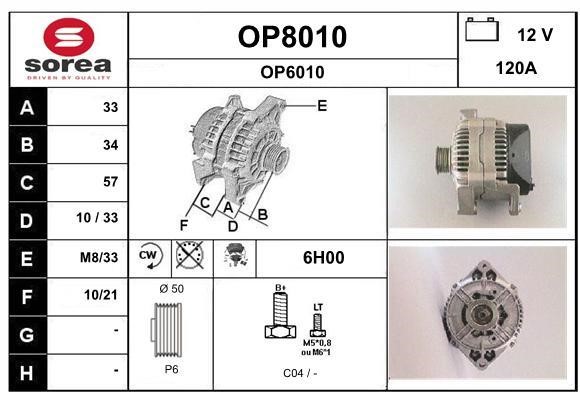 SNRA OP8010 Alternator OP8010