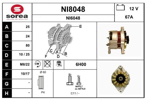 SNRA NI8048 Alternator NI8048