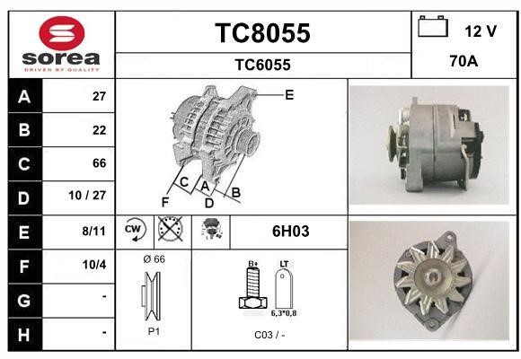 SNRA TC8055 Alternator TC8055