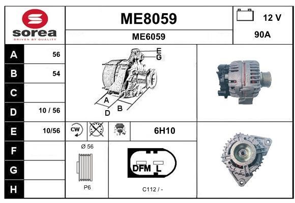 SNRA ME8059 Alternator ME8059