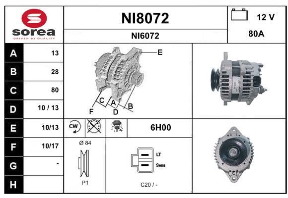 SNRA NI8072 Alternator NI8072