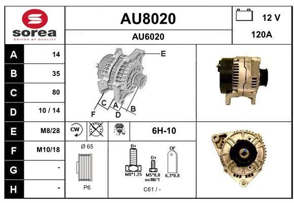 SNRA AU8020 Alternator AU8020
