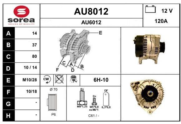 SNRA AU8012 Alternator AU8012
