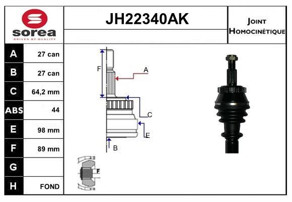 SNRA JH22340AK CV joint JH22340AK