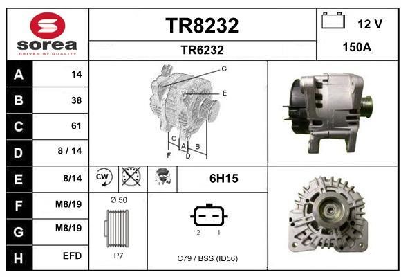 SNRA TR8232 Alternator TR8232