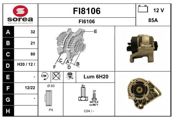 SNRA FI8106 Alternator FI8106
