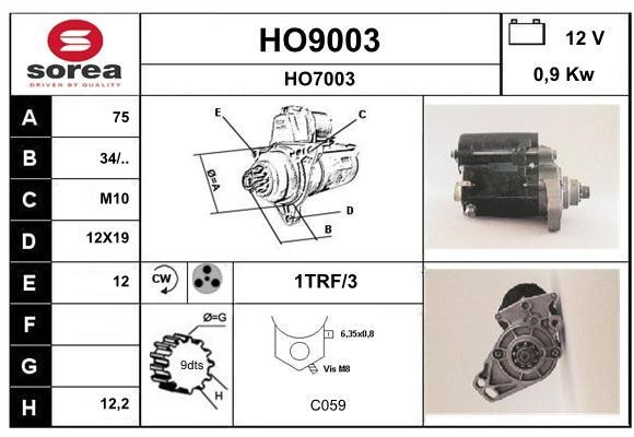 SNRA HO9003 Starter HO9003