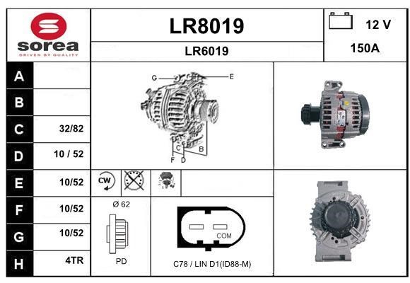 SNRA LR8019 Alternator LR8019