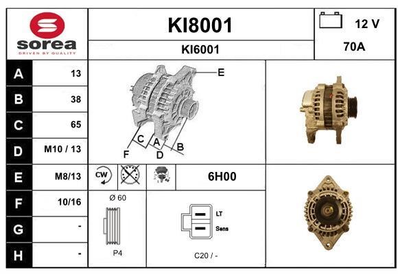 SNRA KI8001 Alternator KI8001
