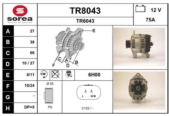 SNRA TR8043 Alternator TR8043