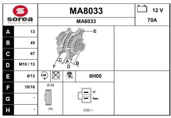 SNRA MA8033 Alternator MA8033