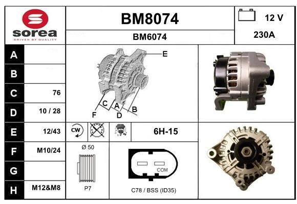 SNRA BM8074 Alternator BM8074