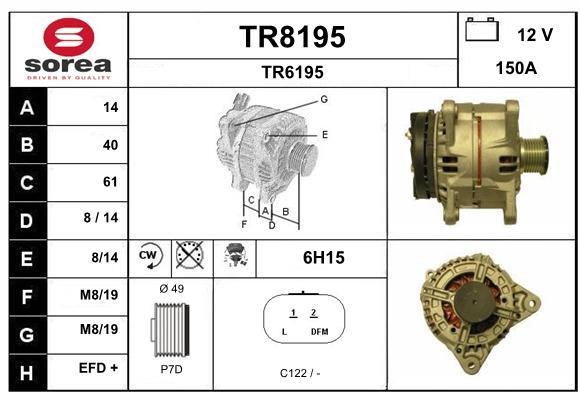 SNRA TR8195 Alternator TR8195