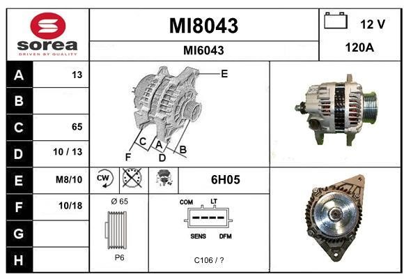 SNRA MI8043 Alternator MI8043