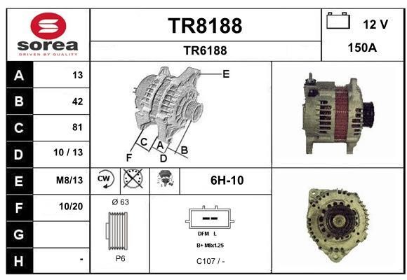 SNRA TR8188 Alternator TR8188