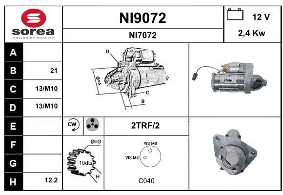 SNRA NI9072 Starter NI9072