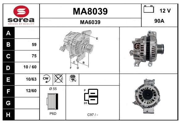 SNRA MA8039 Alternator MA8039