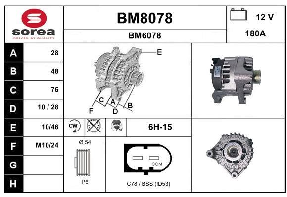 SNRA BM8078 Alternator BM8078