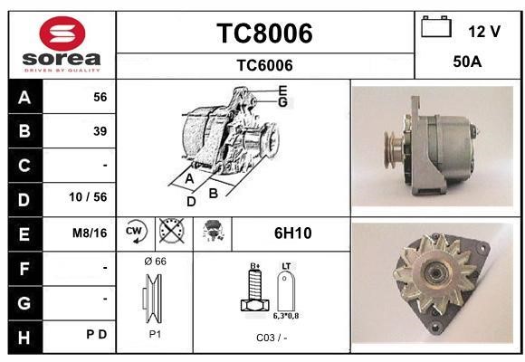 SNRA TC8006 Alternator TC8006
