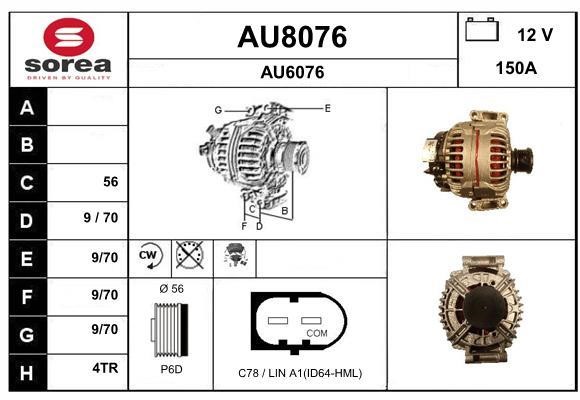 SNRA AU8076 Alternator AU8076