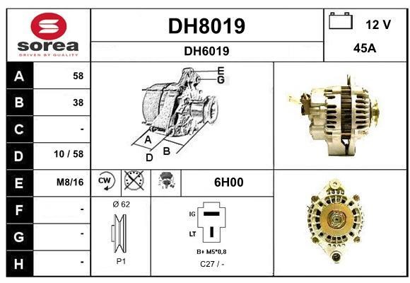 SNRA DH8019 Alternator DH8019