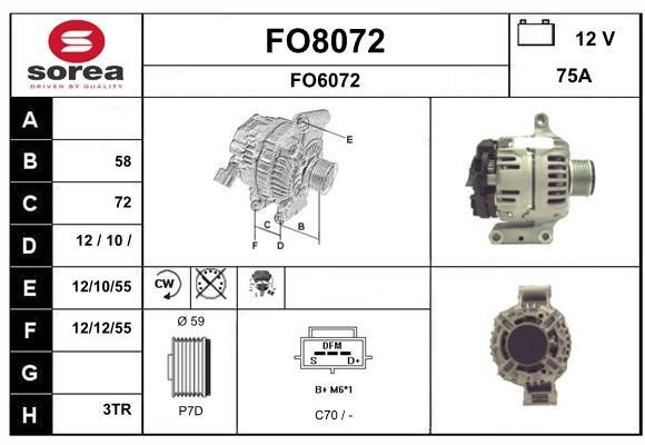 SNRA FO8072 Alternator FO8072