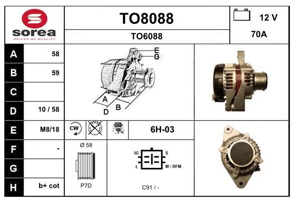 SNRA TO8088 Alternator TO8088