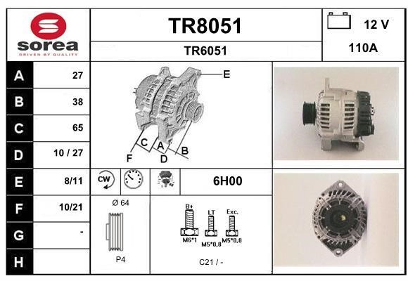 SNRA TR8051 Alternator TR8051