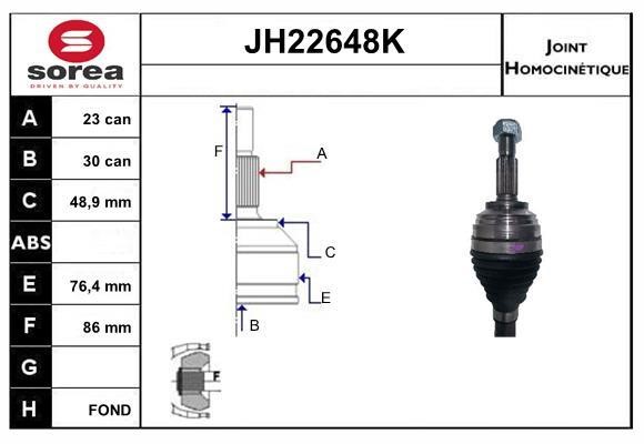 SNRA JH22648K Joint Kit, drive shaft JH22648K